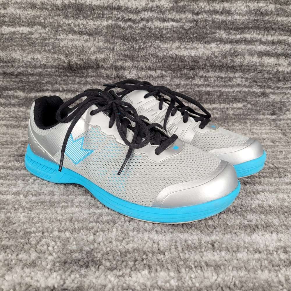Brunswick‎ FUZE Mens Bowling Shoes Silver Blue Lace Up Size 9.5